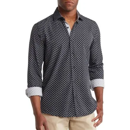 Azaro Uomo Men's Slim Fit Geometric Button-Down Shirt