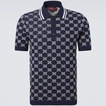 Gucci Men's GG Jacquard Cotton Knit Polo Shirt