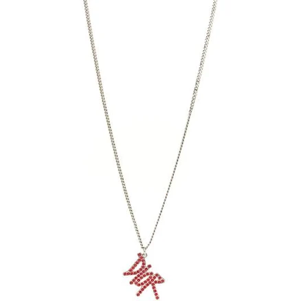 Dior Homme Silver-finish Brass Pendant Necklace with Red Crystals
