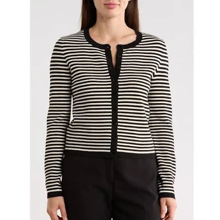 Tahari Stripe Crop Cardigan
