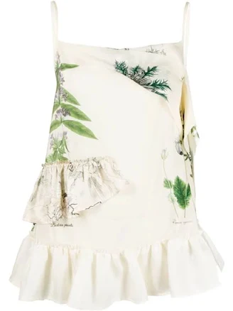 Semicouture Leaf-print Silk Top