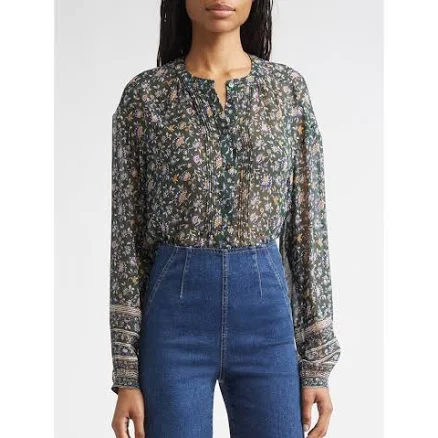 Veronica Beard Lollie Floral Silk Button-Down Blouse