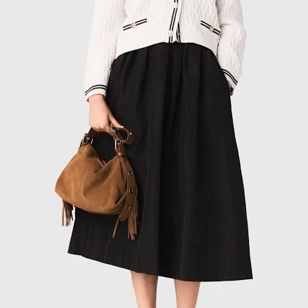 Maje Women's Juraly Technical Pleated Midi Skirt