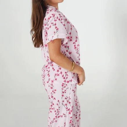 Cherry Blossom Jersey Knit Cotton PJ Set