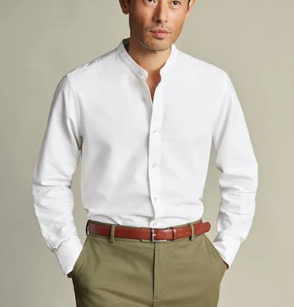 Men's Charles Tyrwhitt Collarless Cotton Linen Shirt