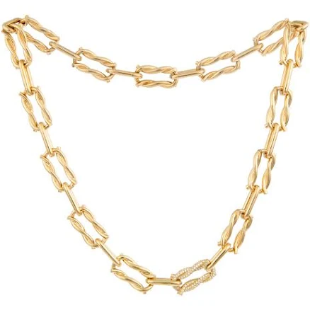 JUMBO SINGLE Pave Ties with Link Necklace
