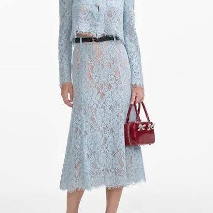 Self Portrait Lace Flared Midi Skirt