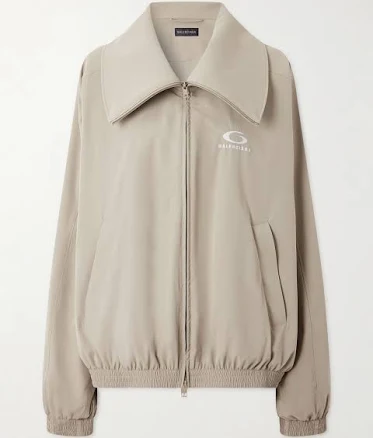 Balenciaga Oversized Embroidered Shell Track Jacket - Women - Sand Coats and Jackets - XL