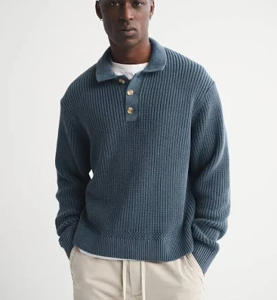 Abercrombie & Fitch Men's 3-Button Collared Sweater