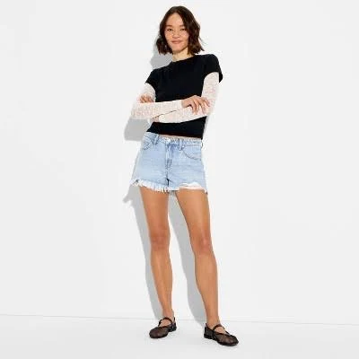 Wild Fable Women's Mid-Rise Cut-Off Denim Shorts