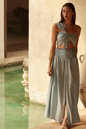 Wrapped In Denim Maxi Skirt