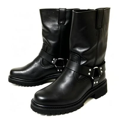 Men's Full Grain Leather Harness Motorcycle Biker Boots
