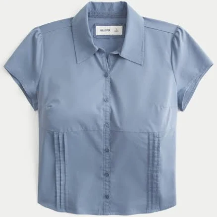 Hollister Women's Pleated Short-Sleeve Shirt