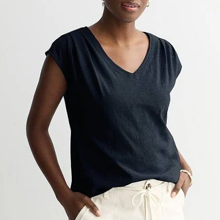 Petite Sonoma Goods For Life Pleated V-Neck Muscle Tee