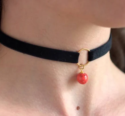 Handmade Ceramic Ball Pendant Choker Necklace
