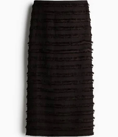 H&M Ladies Fringe-Trimmed Midi Skirt