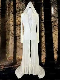 Dolls Kill Club Exx Goth Festival Fairycore Regency Bridal Hooded Maxi Duster L