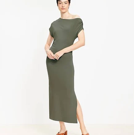 Women's Loft Asymmetrical Ruched Midi Dress