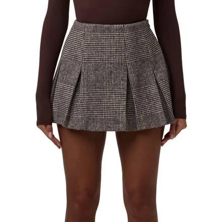 Naked Wardrobe Women's Glen Plaid Pleated Miniskirt