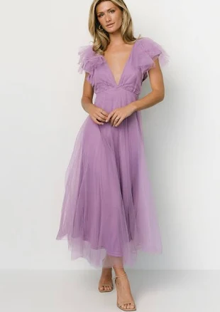 Baltic Born Annabella V-Neck Tulle Midi Dress