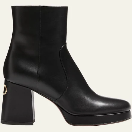 Valentino Garavani 90mm Fawcette Platform Leather Ankle Boots, Black, Women's, 6.5b / 36.5eu, Boots Ankle Boots & Booties