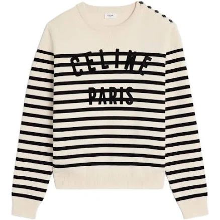 CELINE Crew Neck Marinière Cotton Sweater