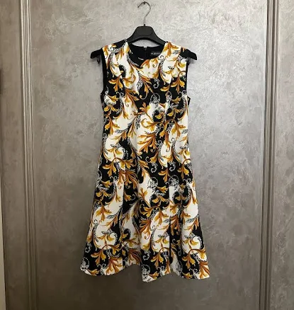 Rare Versace Barocco Rodeo Print Dress It 42 Size M- Silk Blend, Made