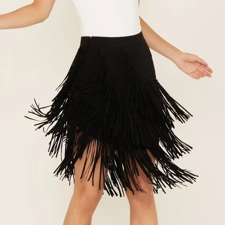 Idyllwind Women's Tina Asymmetrical Faux Suede Fringe Mini Skirt