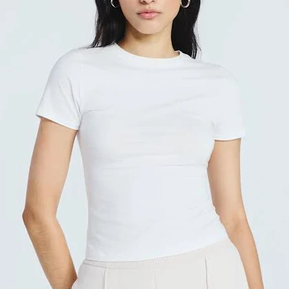 Scoop Women's Stretch Cotton Blend Baby Tee with Short Sleeves