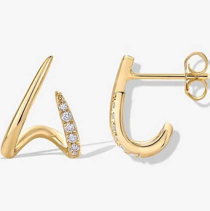 Curved Stud Earrings Cubic Zirconia