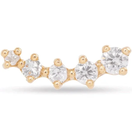 STONE AND STRAND Medium Ear to Ear Diamond Curve Studs, Single