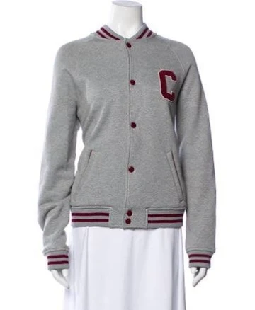 Celine Teddy College Jacket Bomber Jacket in Grey, Women's XS