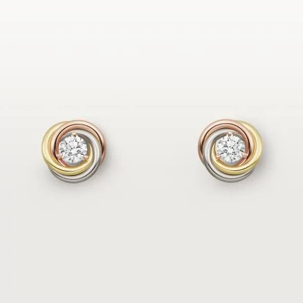 CARTIER Trinity 18ct White, Yellow, Rose-Gold Brilliant-cut Diamond Earrings