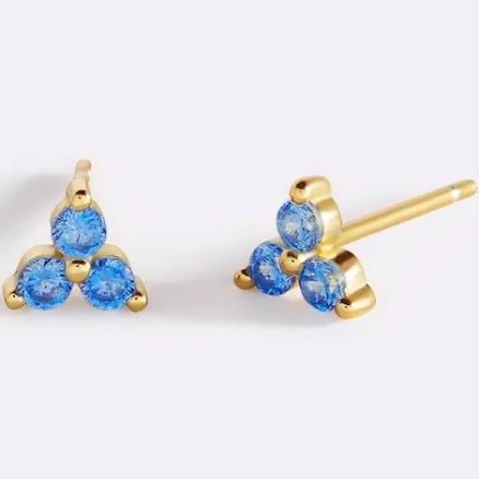 Birthstone Trinity Stud Earrings Sterling