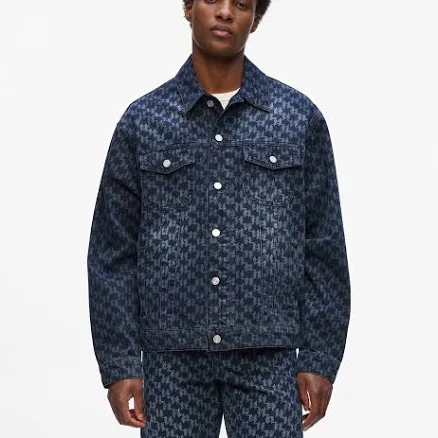 KARL LAGERFELD Men's All-over Monogram Denim Jacket