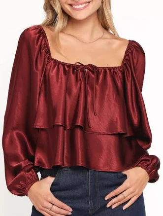 Petal & Pup Women's Janina Tiered Satin Top