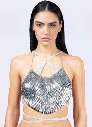 BADINKA Women's Scale Sequin Bra Top
