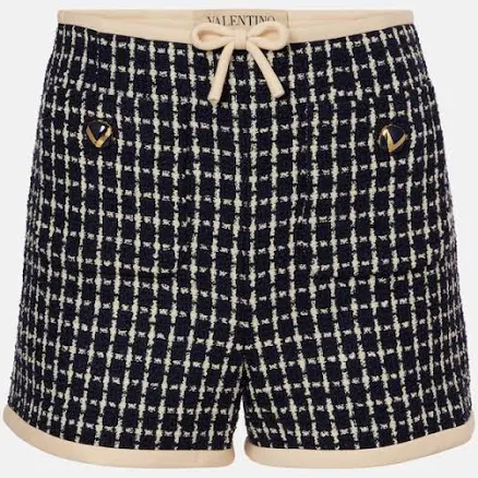 Valentino Garavani Women's Bouclé Button-embellished Wool-blend Shorts