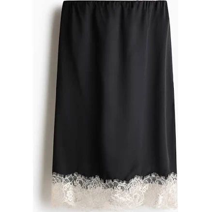 H&M Women's Lace-Trimmed Mid Length Skirt