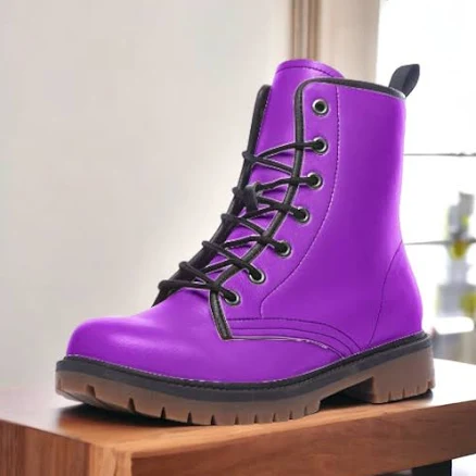 Bright Purple Vegan Combat Boots