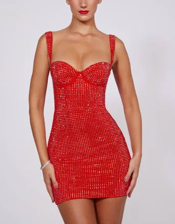 Oh Polly Embellished Sweetheart Corset Mini Dress