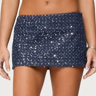 Edikted Women's Sora Sequin Denim Mini Skort