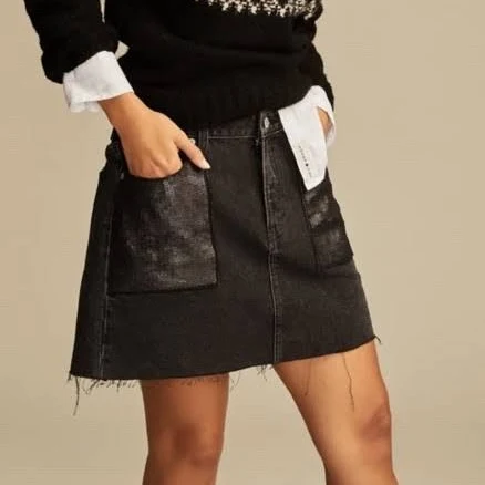 Lucky Brand Women's Metallic Denim Mini Skirt