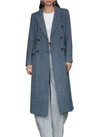 Avec Les Filles Women's Strong Shoulder Double Breasted Herringbone Coat