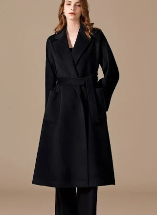 Handcrafted Cashmere Wrap Coat with Pockets
