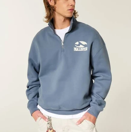 Hollister Men's Boxy Quarter-Zip Sweatshirt