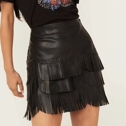 Idyllwind Irene Fringe Faux Leather Skirt