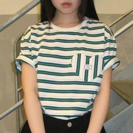 Ronron Multi STRIPE Heart Pocket T-Shirt