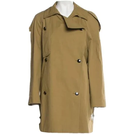 Khaite Camel Cotton Double-Breasted Trench Coat Size XS