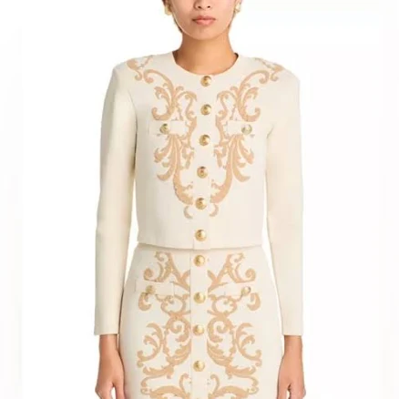 L'agence Sweaters | Nwt L'agence Kota Jacquard Cardigan | Color: Cream/Tan | Size: L | Cmc_Styles's Closet